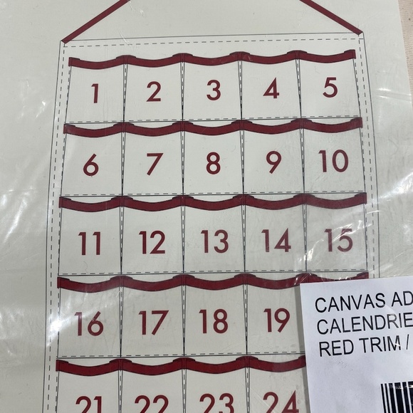 Oui Advent Canvas Wall Calendar With Red Trim - Picture 2 of 3